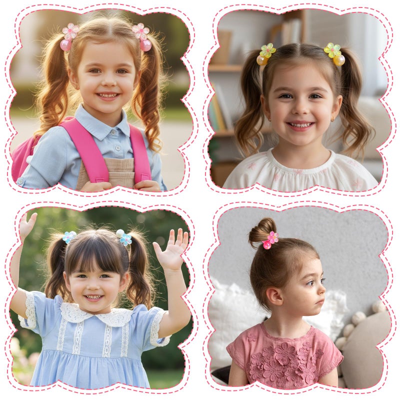 Yuanchu 12Pcs Ball Charm Hair Ties for Women, Colored Camellia Bead Rubber Bands Bubble Ponytail Holders with Balls No Damage Hair Accessories - Image 3